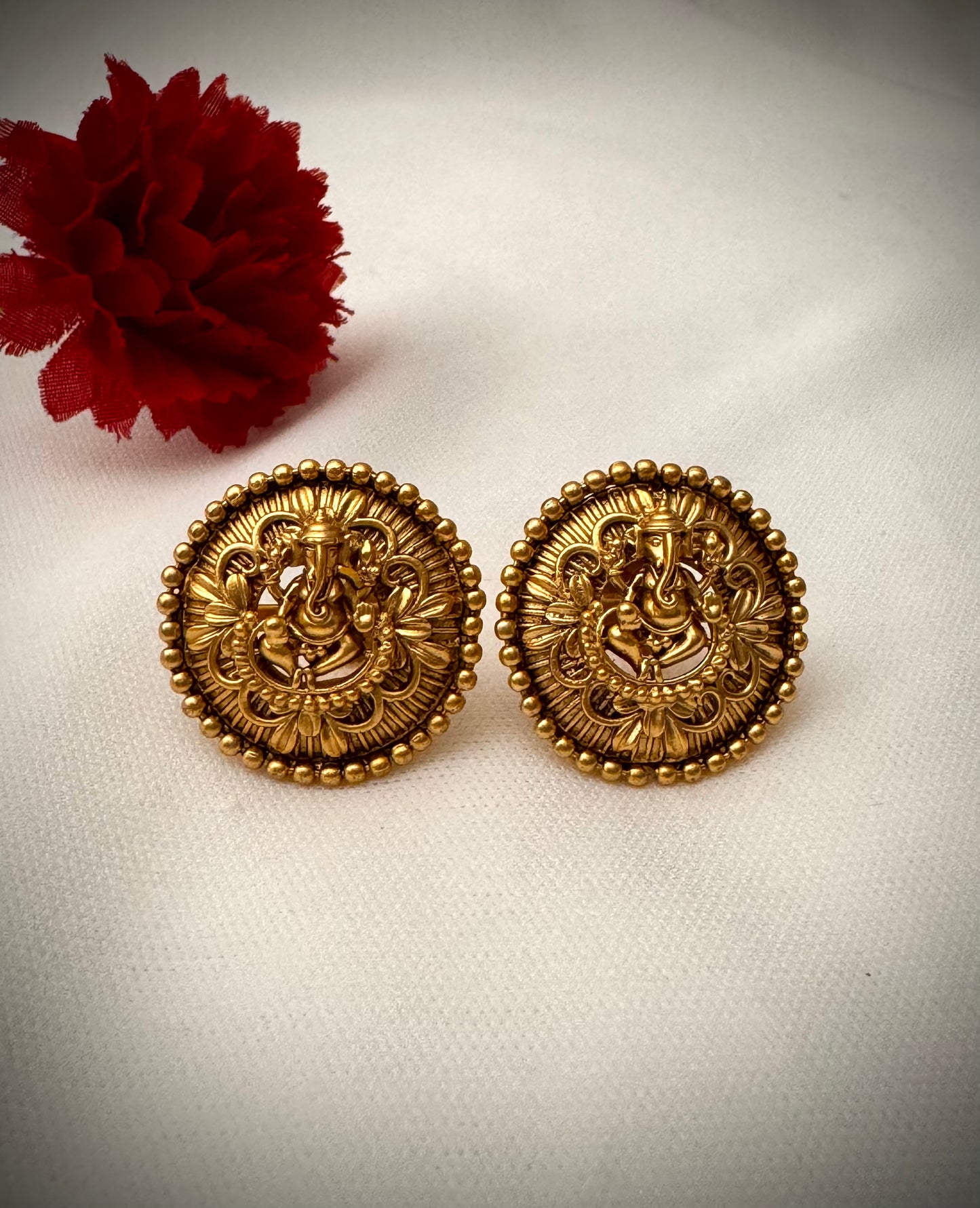 Golden Ganesha Temple Earring