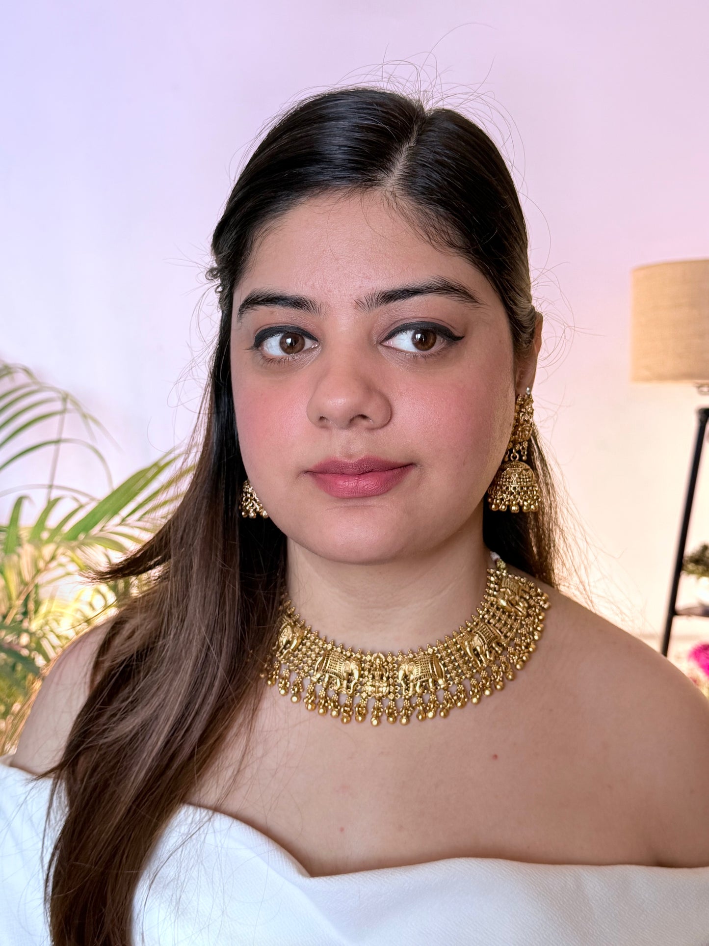 Golden Hathi Temple Jewelry set