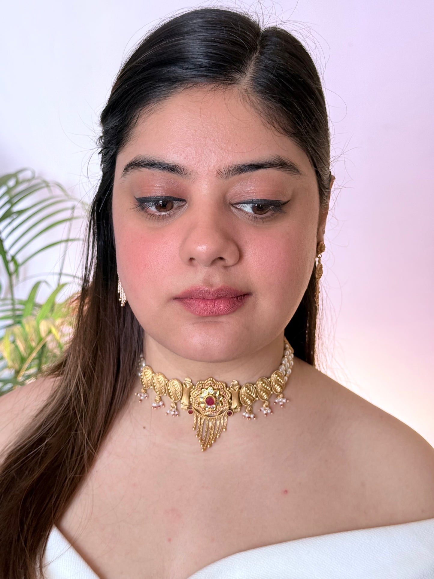 Golden Padmavat Chokar Jewelry Set
