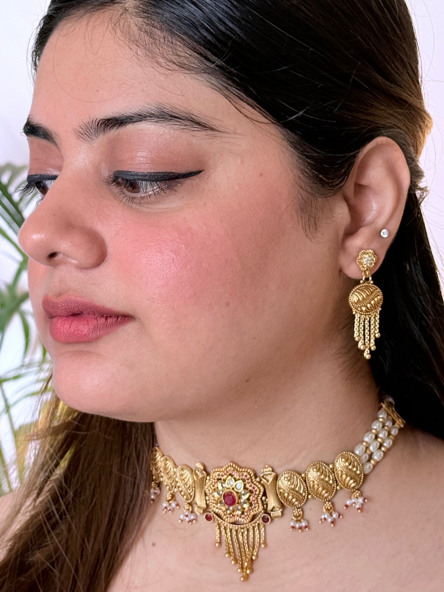 Golden Padmavat Chokar Jewelry Set