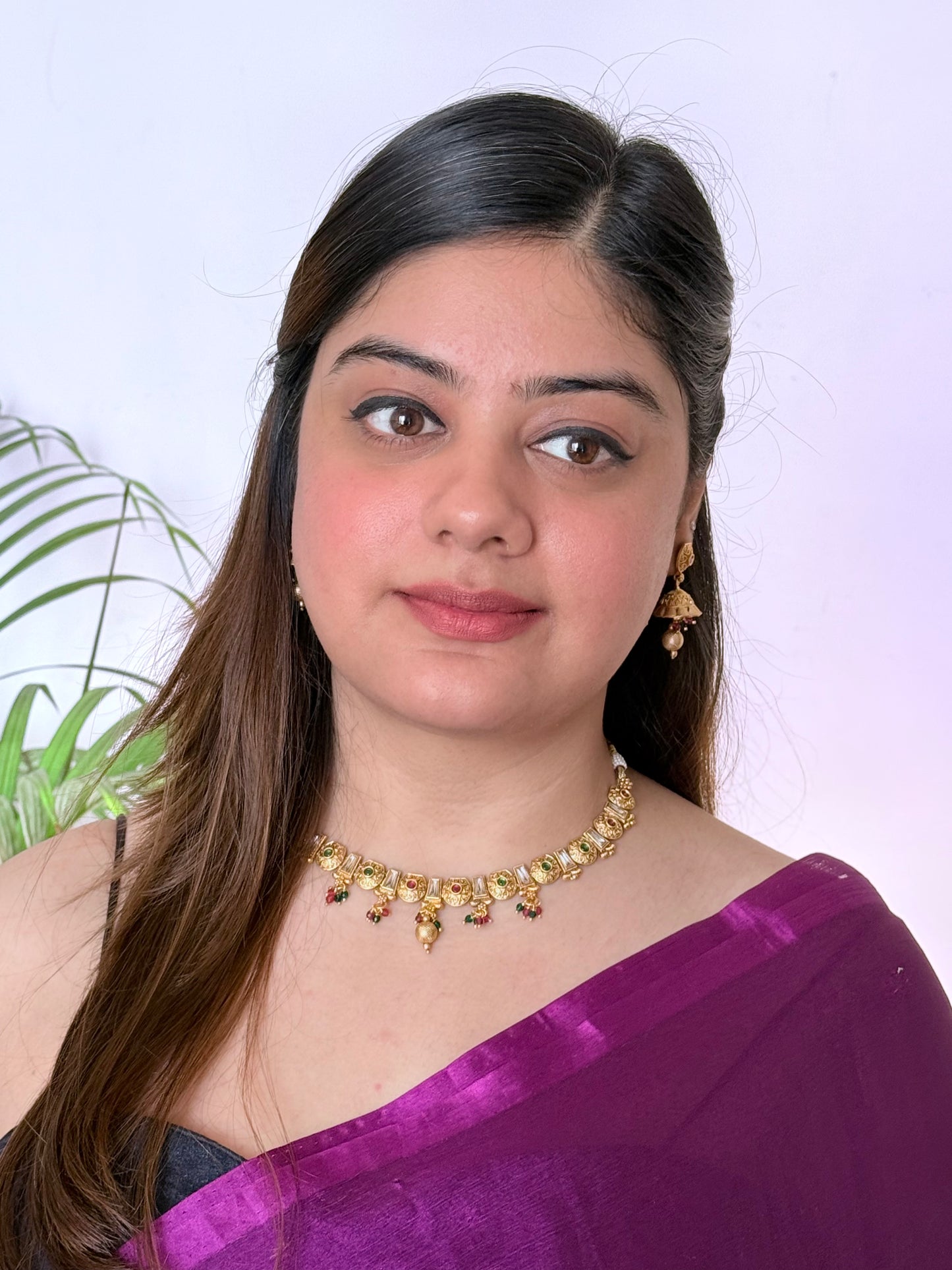Golden Devyanshi Temple Jewelry Set