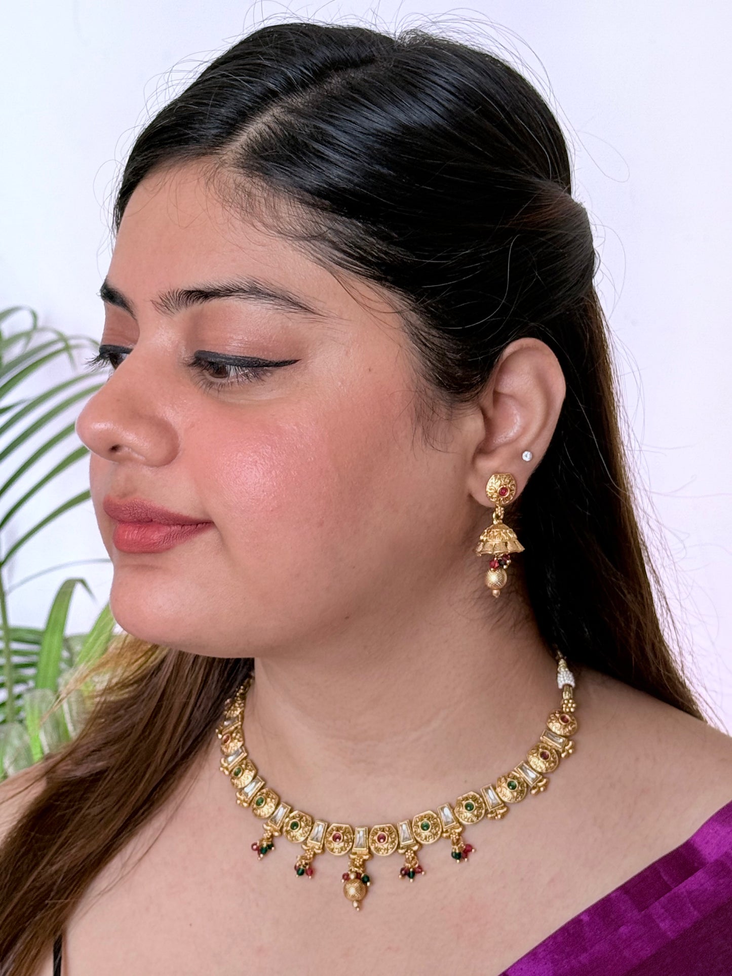 Golden Devyanshi Temple Jewelry Set