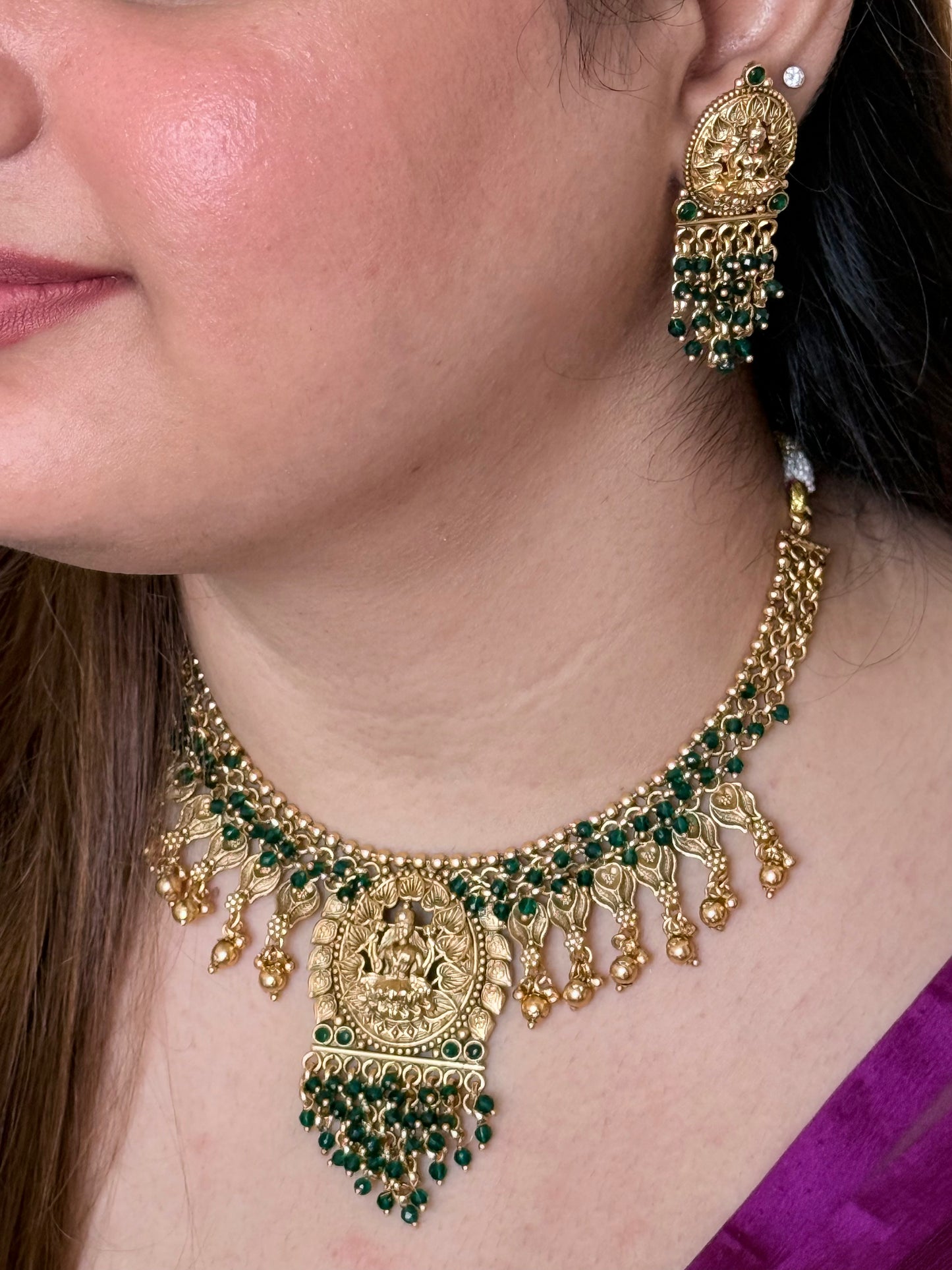 Golden Araani Temple Jewelry Set