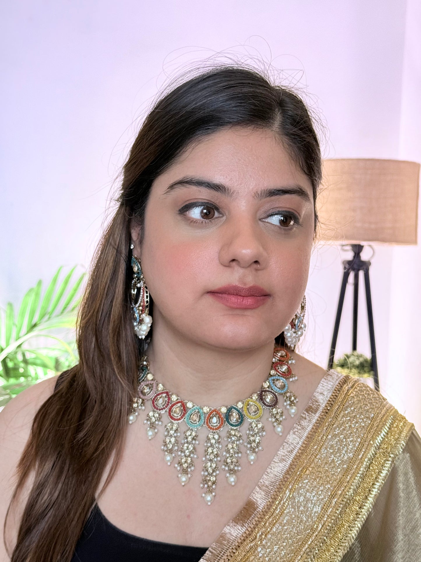 Multicolor Anuradha Kundan Jewelry Set