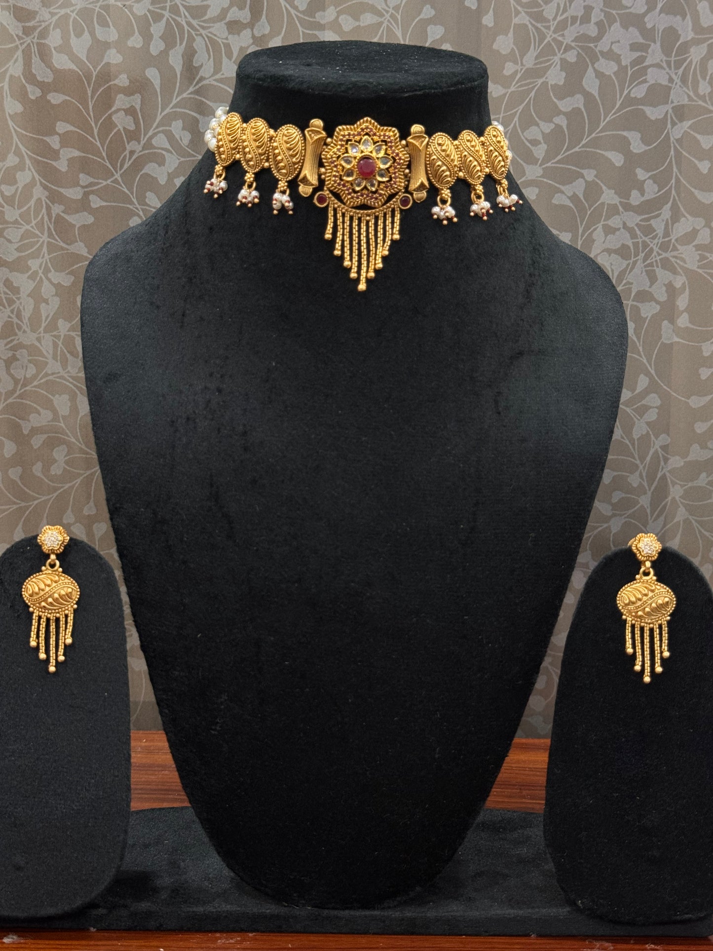 Golden Padmavat Chokar Jewelry Set