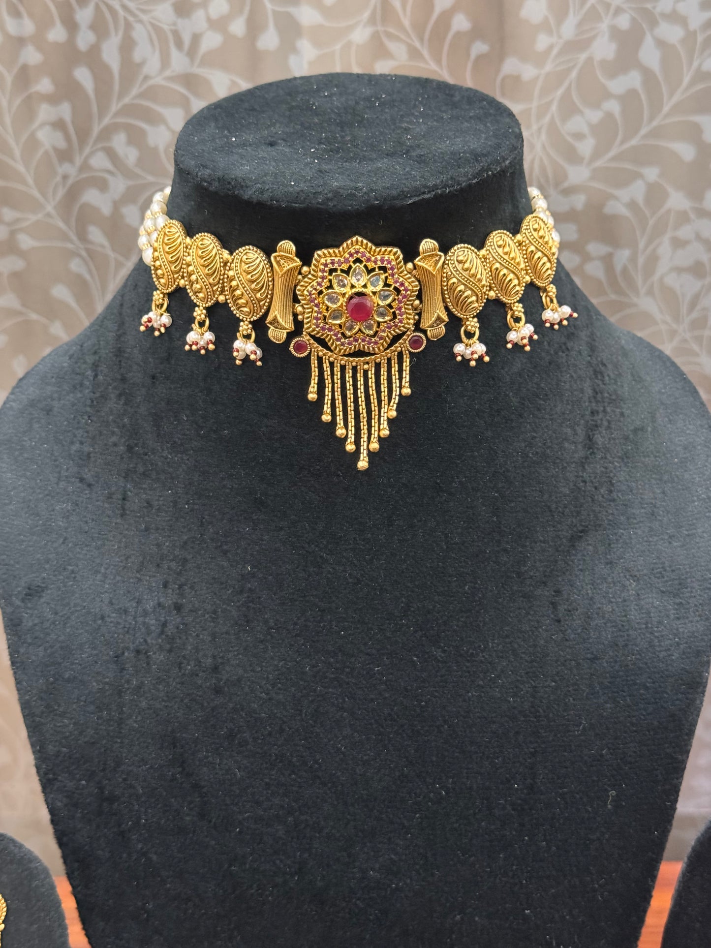 Golden Padmavat Chokar Jewelry Set