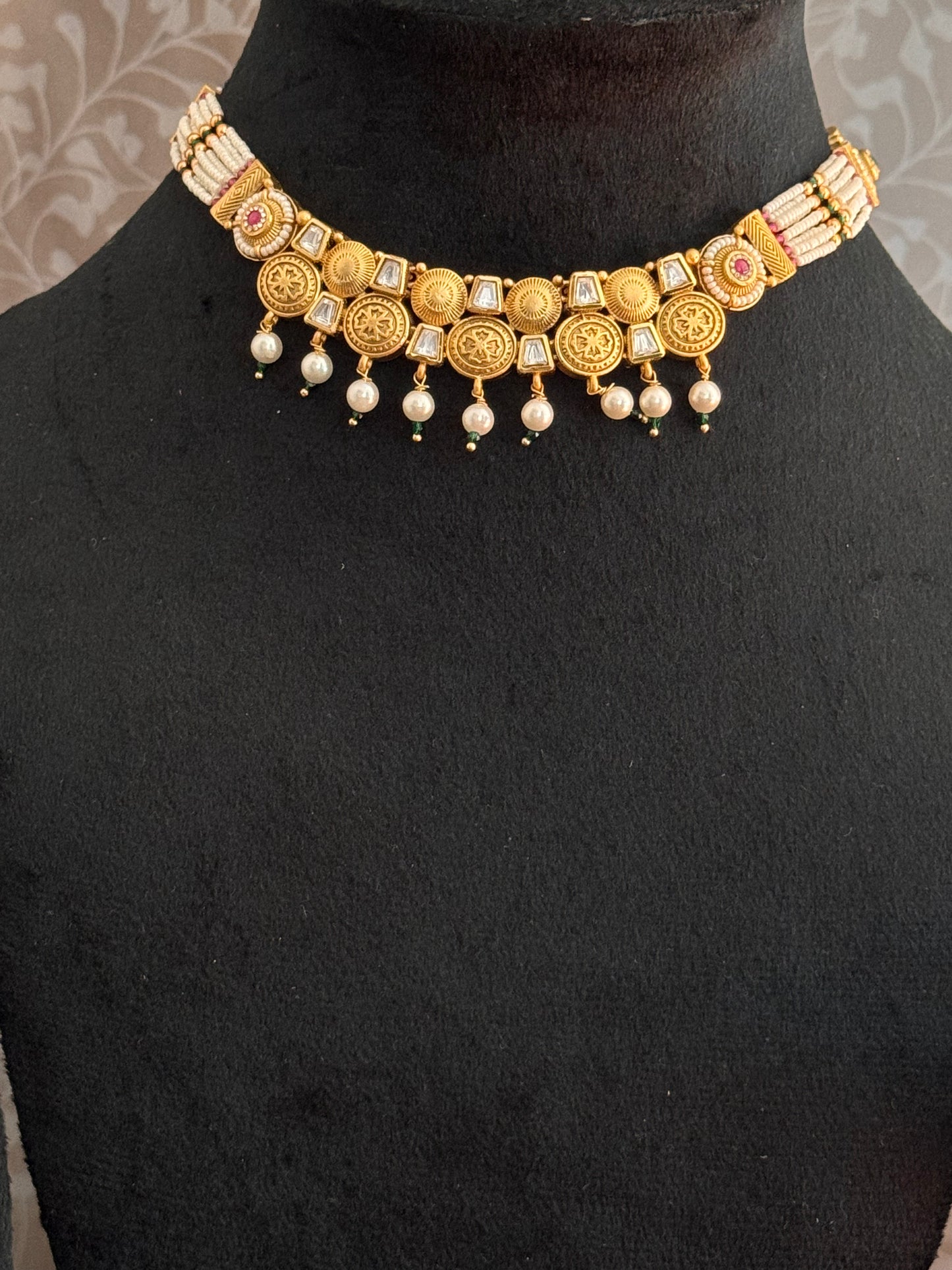 Golden Amrutha Antique Rajwadi Jewelry Set