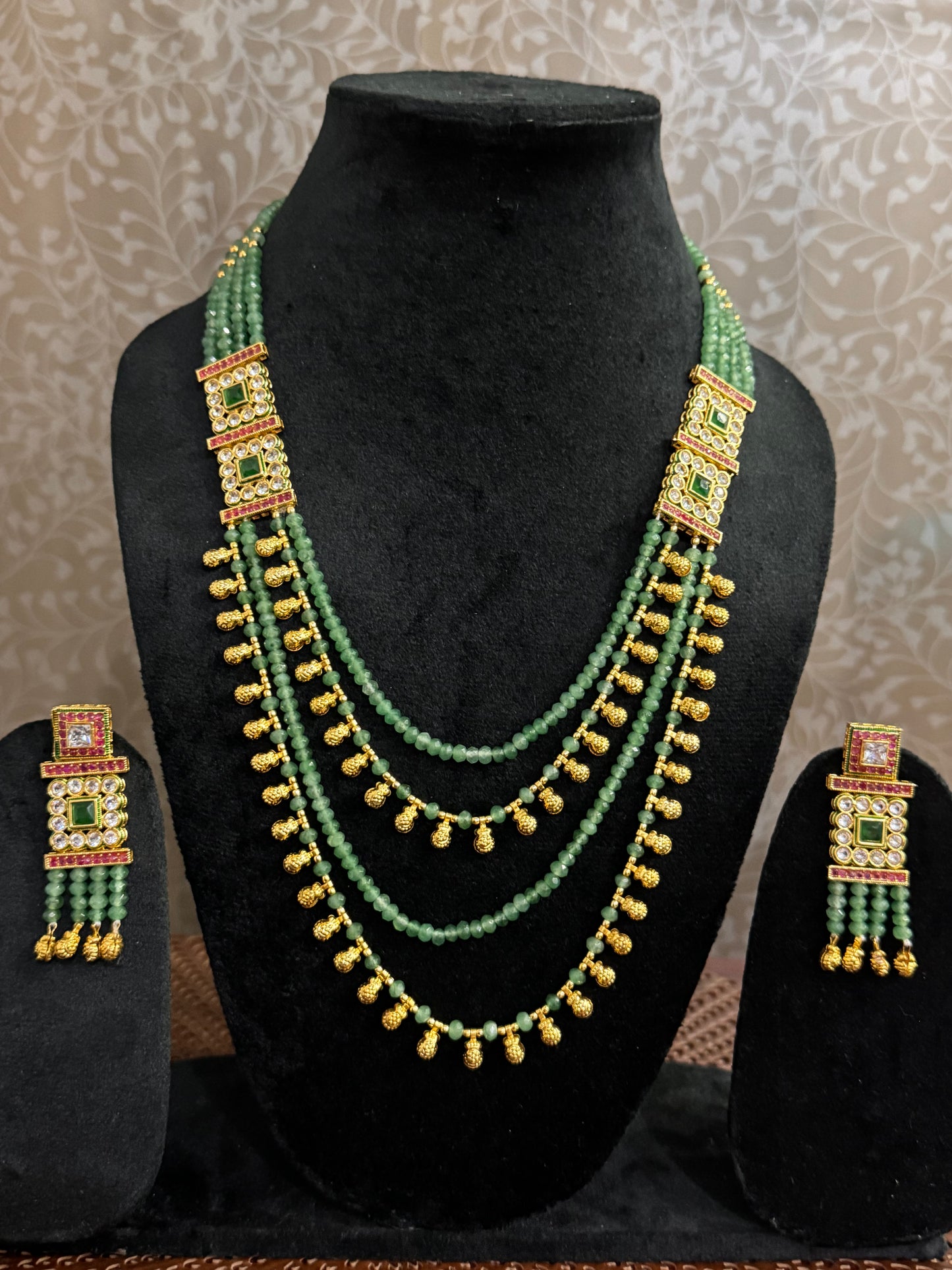 Emerald Multicolor Layer Rajwada Jewelry Set