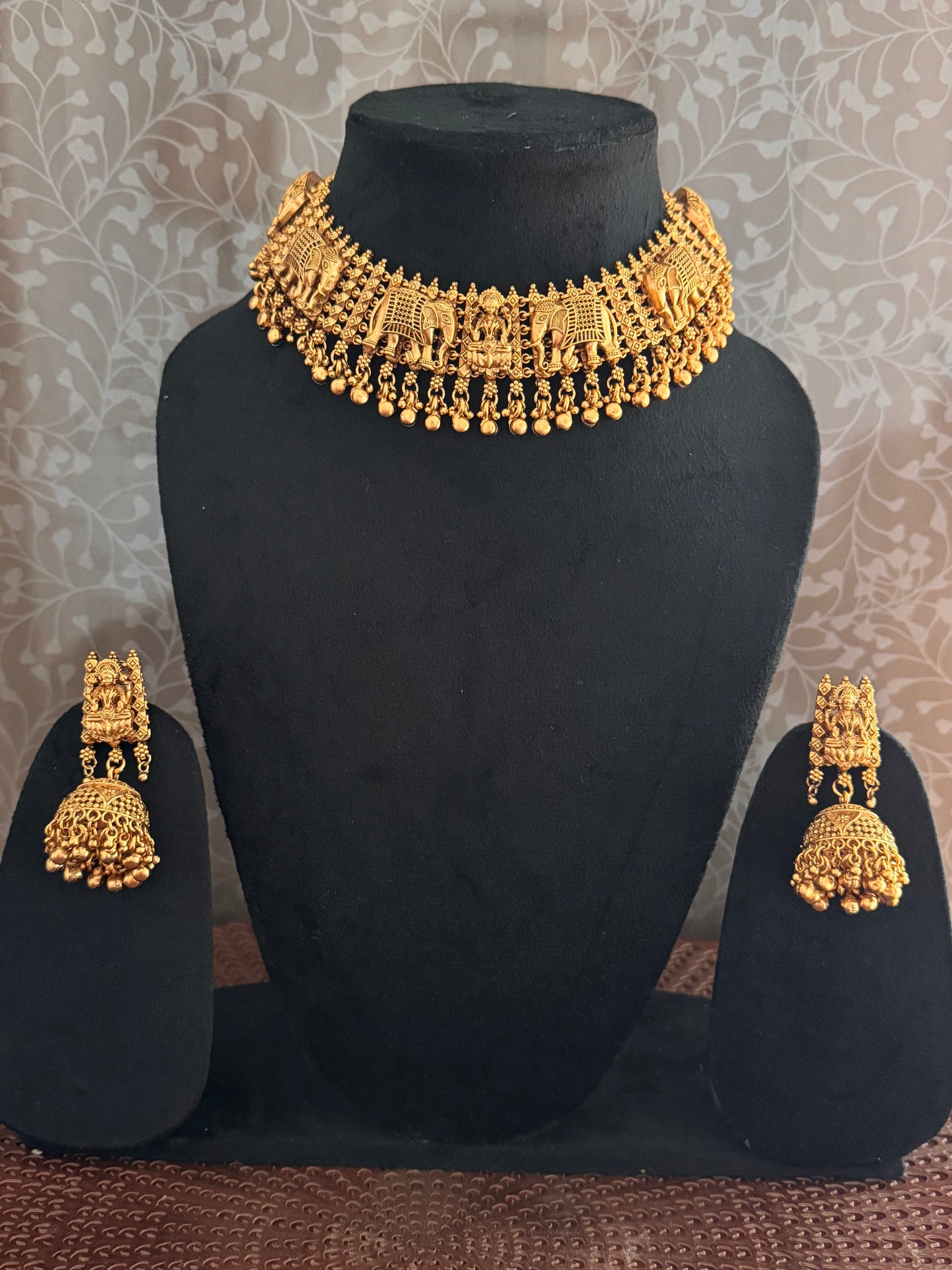 Golden Hathi Temple Jewelry set