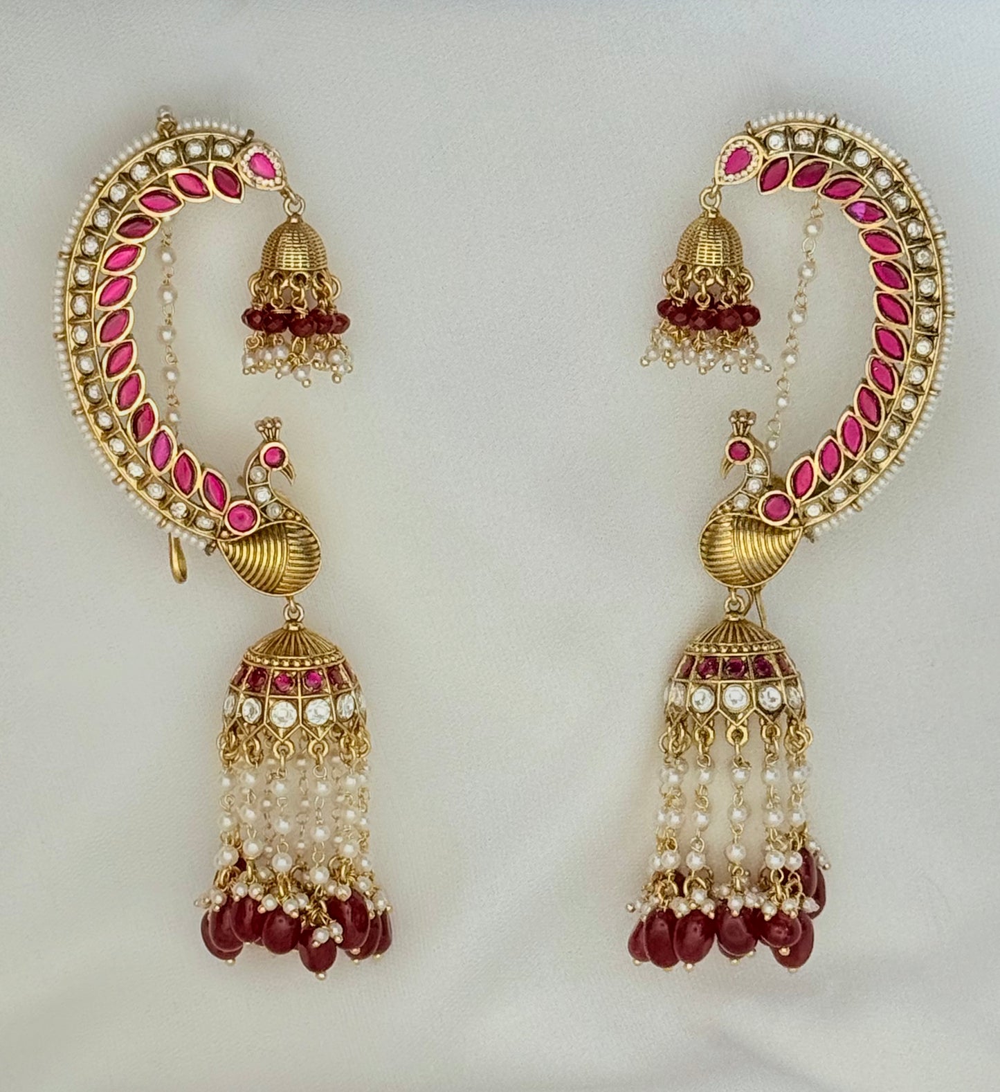 Morni Peacock Earcuff Polki Indian Earring