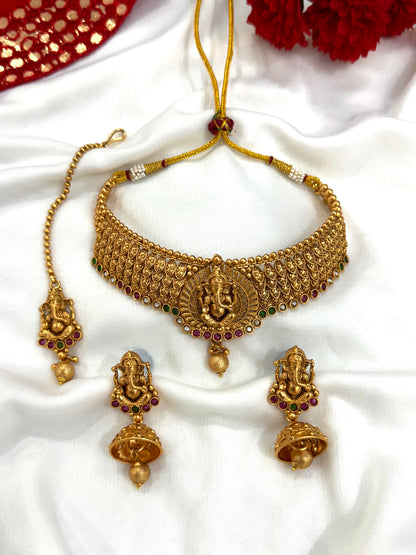 Golden Varadavinayak Temple jewelry Set