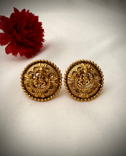 Golden Ganesha Temple Earring