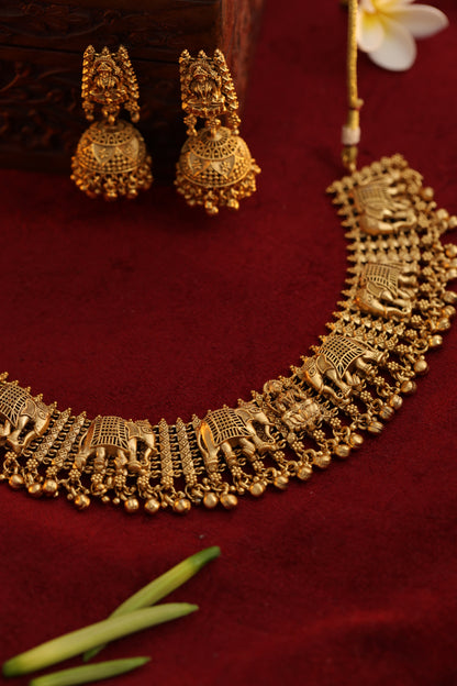 Golden Hathi Temple Jewelry set
