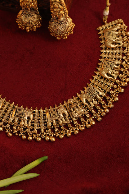 Golden Hathi Temple Jewelry set