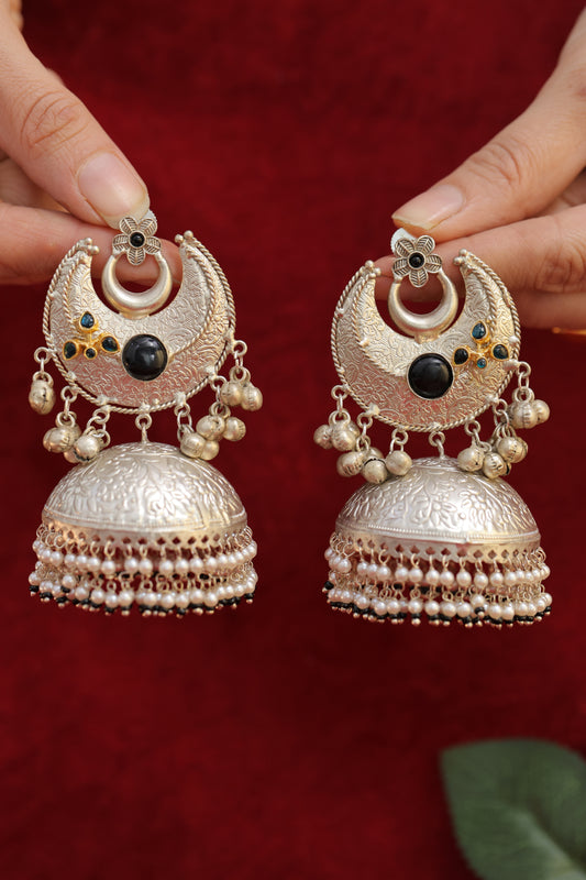 Silver Replica Jhumka (Black)
