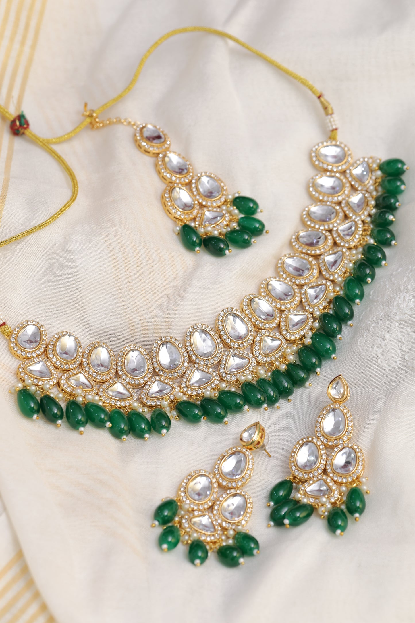 Mint Kundan Jewelry Set