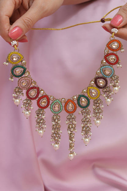 Multicolor Anuradha Kundan Jewelry Set