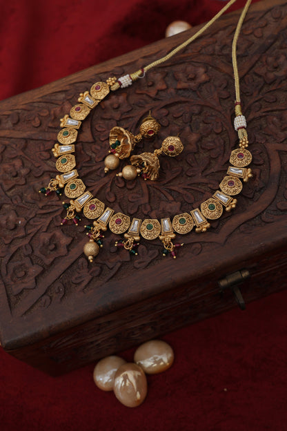 Golden Devyanshi Temple Jewelry Set