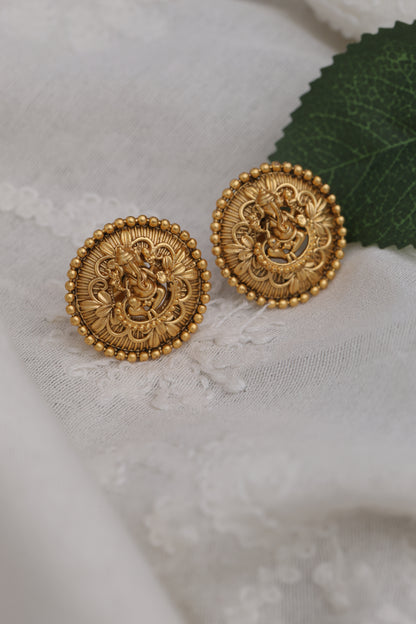 Golden Ganesha Temple Earring