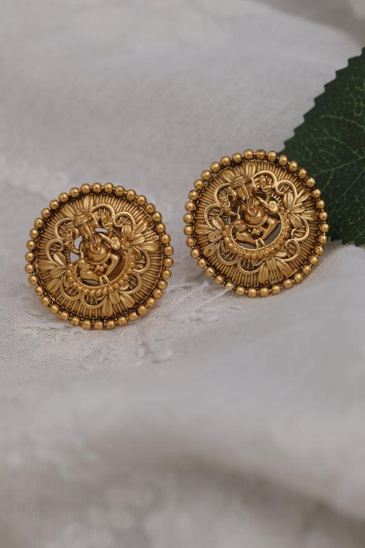 Golden Ganesha Temple Earring