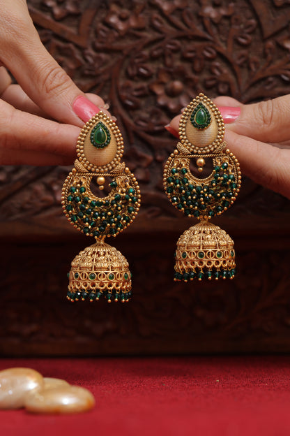 Golden and Green Chand Jhumki