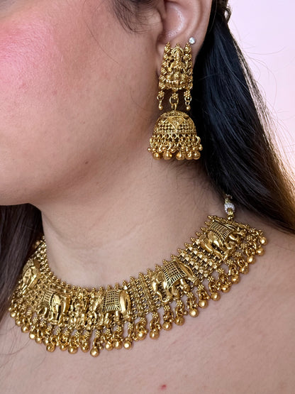 Golden Hathi Temple Jewelry set