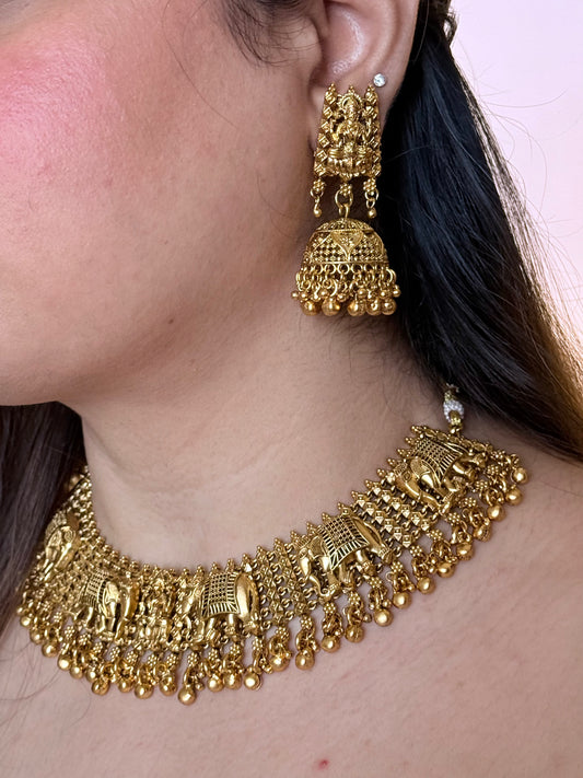 Golden Hathi Temple Jewelry set