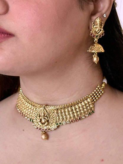 Golden Varadavinayak Temple jewelry Set