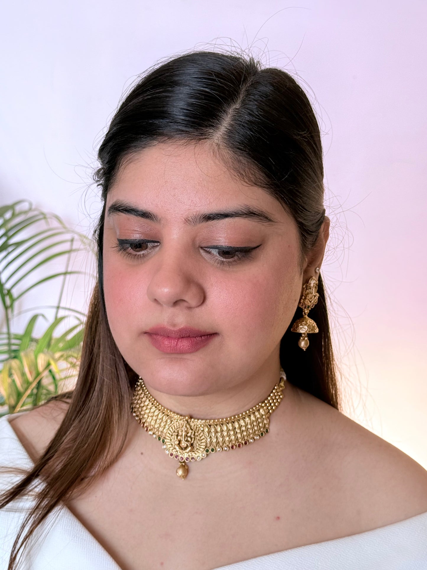 Golden Varadavinayak Temple jewelry Set