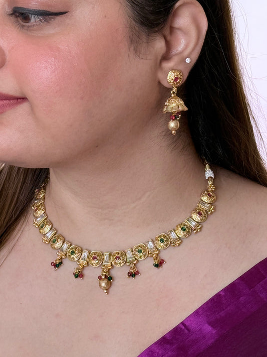 Golden Devyanshi Temple Jewelry Set