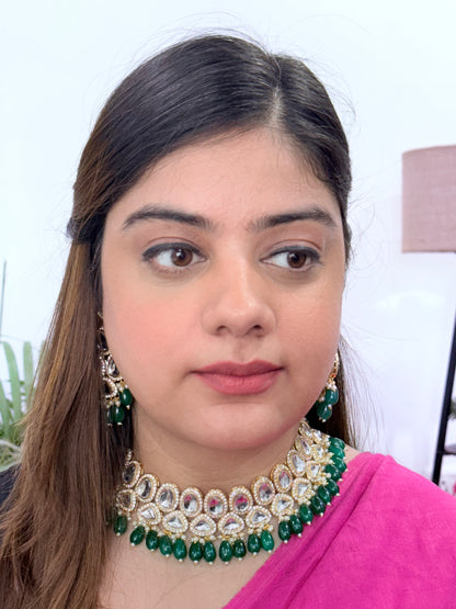 Mint Kundan Jewelry Set
