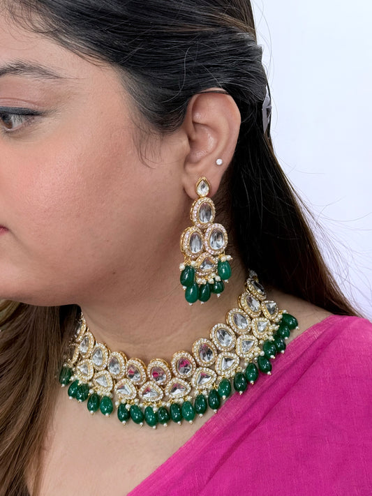 Mint Kundan Jewelry Set
