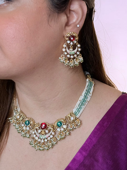 Multicolor  Rajwadi Jewelry Set