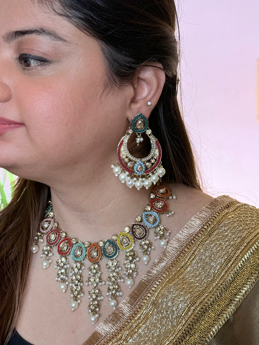 Multicolor Anuradha Kundan Jewelry Set