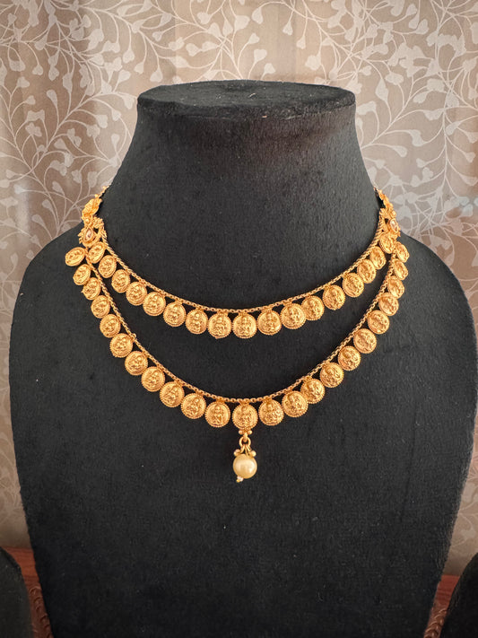 Golden Akshara Temple Jewelry Set