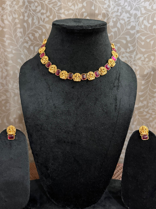 Ruby Gunjita Temple Jewelry set
