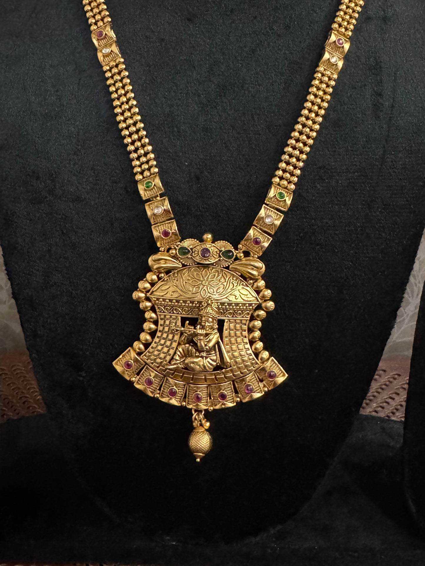 Long Golden Krishna Pendant set