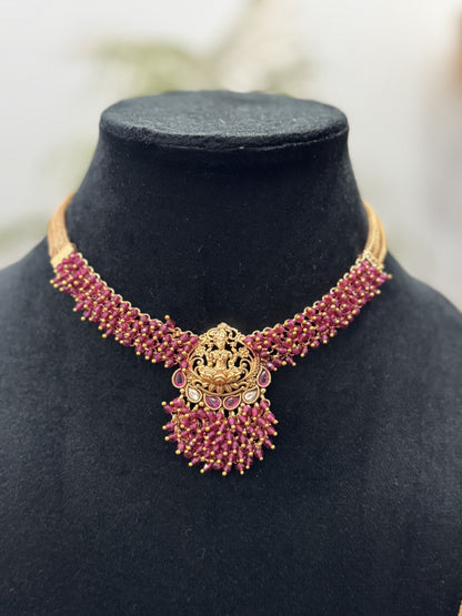 Golden Bhargavi Temple Jewelry Set