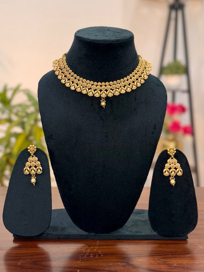 Golden Mukharji Temple Jewelry Set