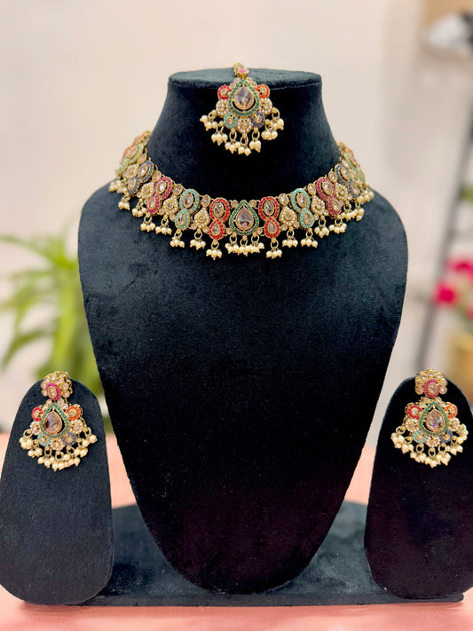 Multicolor Sushmita Kundan Jewelry Set