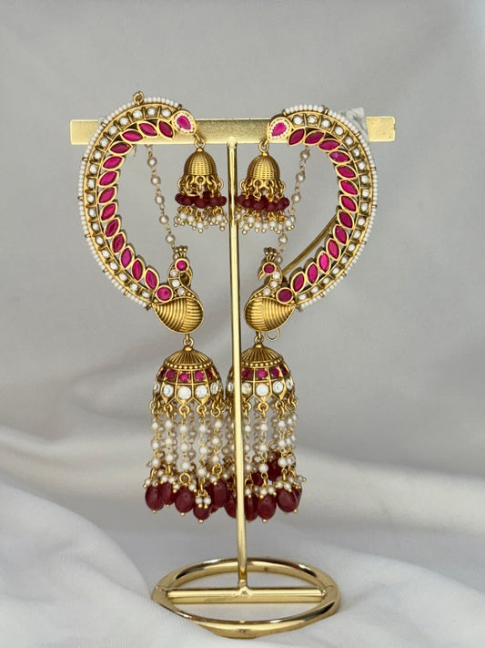 Morni Peacock  Earcuff Polki Indian Earring