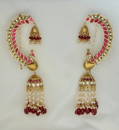 Morni Peacock  Earcuff Polki Indian Earring